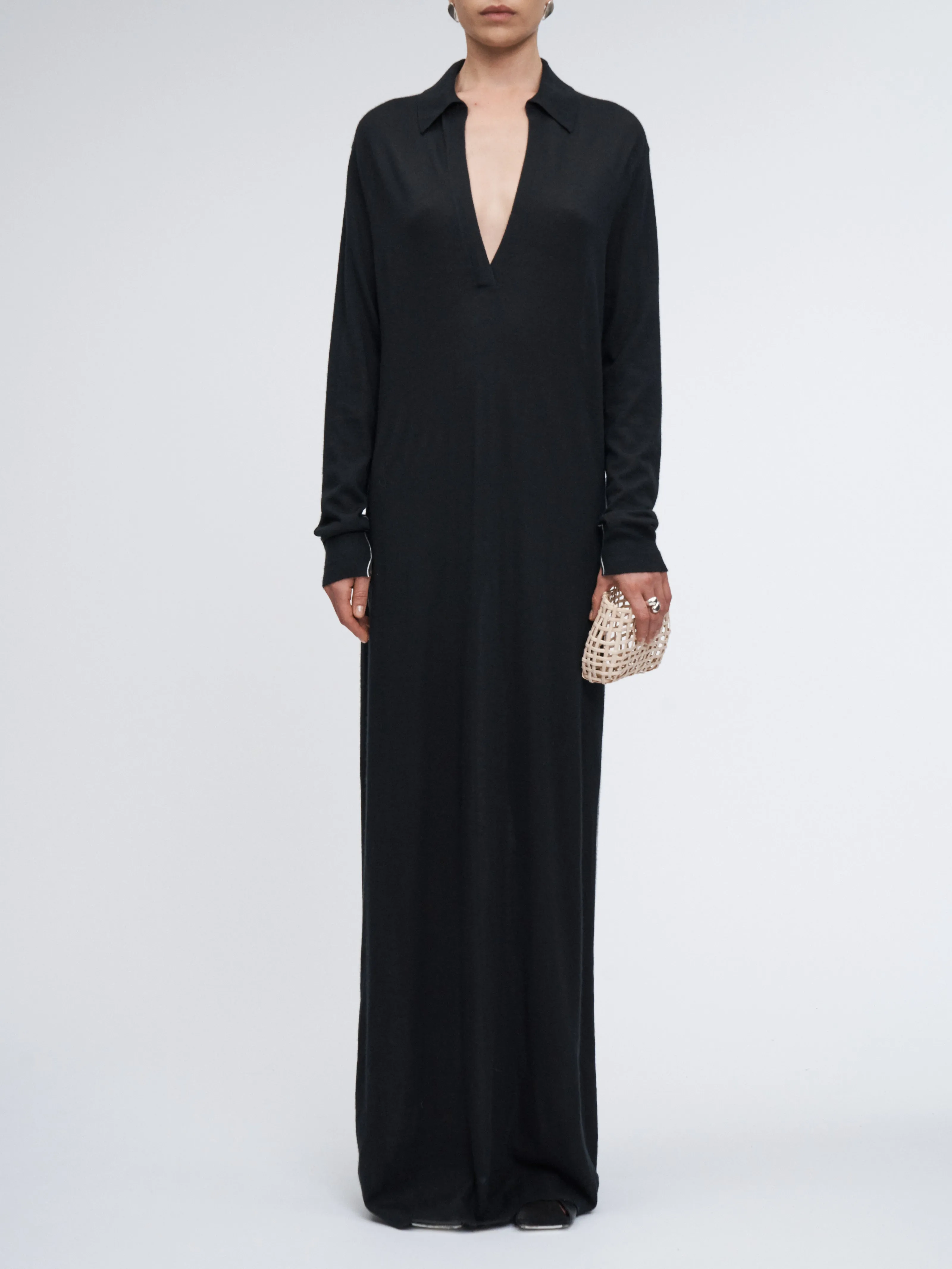 Jersey Polo Dress in Black