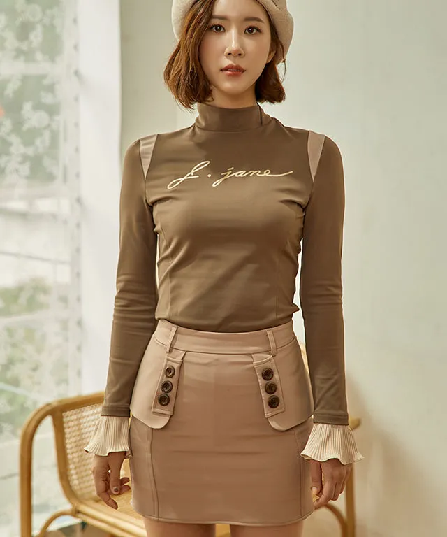 J.Jane Flap H-line Skirt (Beige)