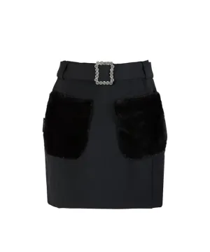 J.Jane Fur Pocket Skirt (Black)