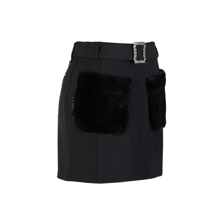 J.Jane Fur Pocket Skirt (Black)
