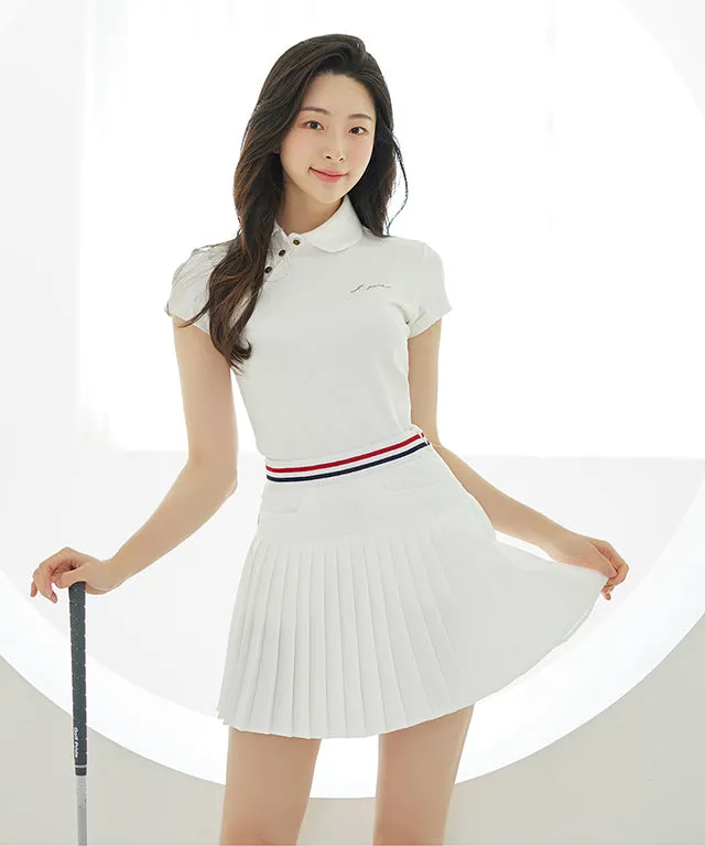 J.Jane Line Band Pleats Skirt (White)