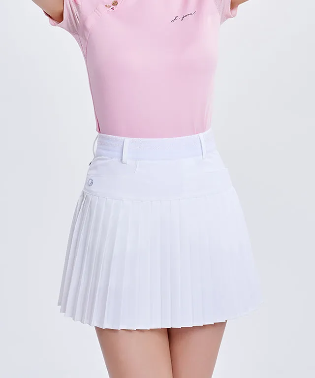 J.Jane New Band Pleats Skirt (White)