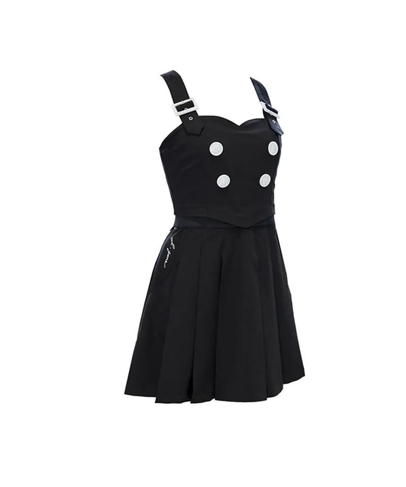 J.Jane Pleats Suspenders Dress - Black