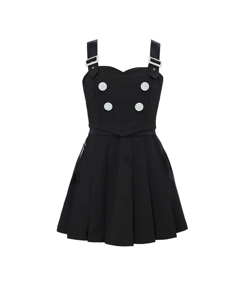 J.Jane Pleats Suspenders Dress - Black