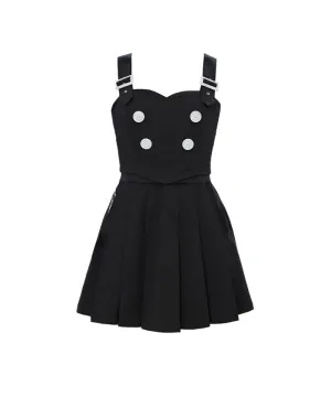 J.Jane Pleats Suspenders Dress - Black