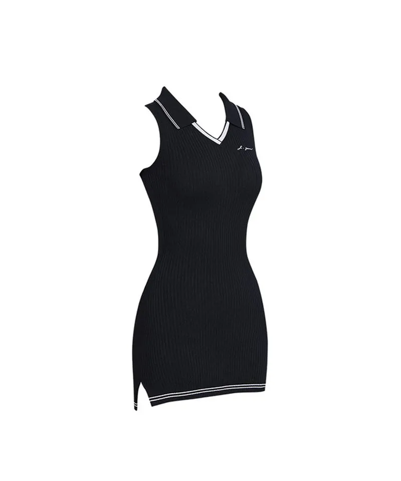 J.Jane Sleeveless Collar Knit Dress - Black