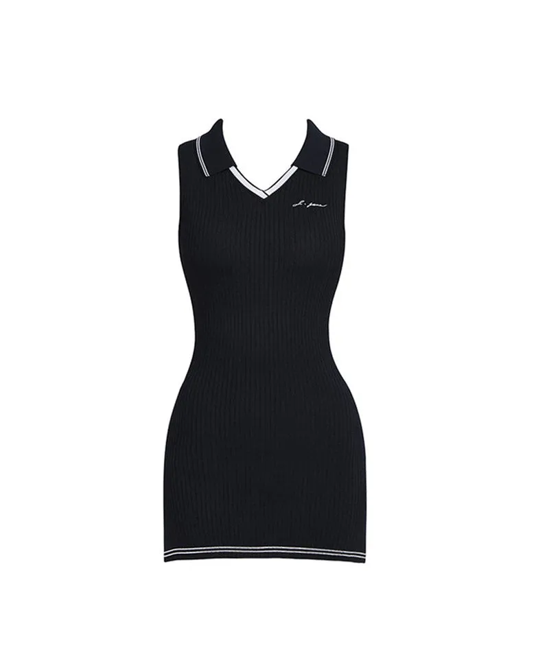 J.Jane Sleeveless Collar Knit Dress - Black