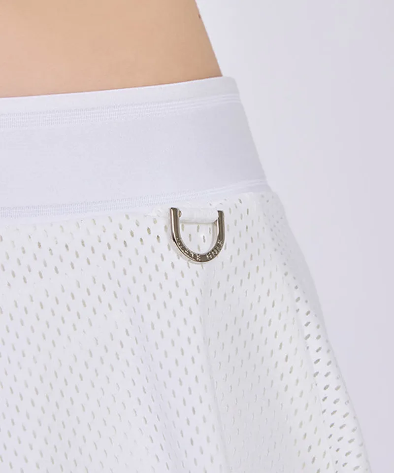 J.Jane V-Band Mesh Flare Skirt - White