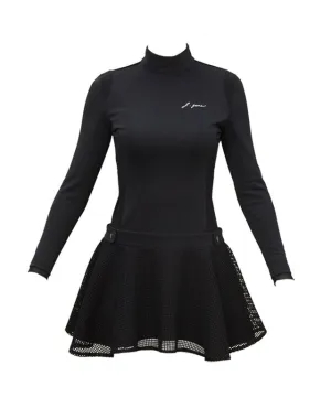 J.Jane Waffle Long Sleeve One-piece (Black)