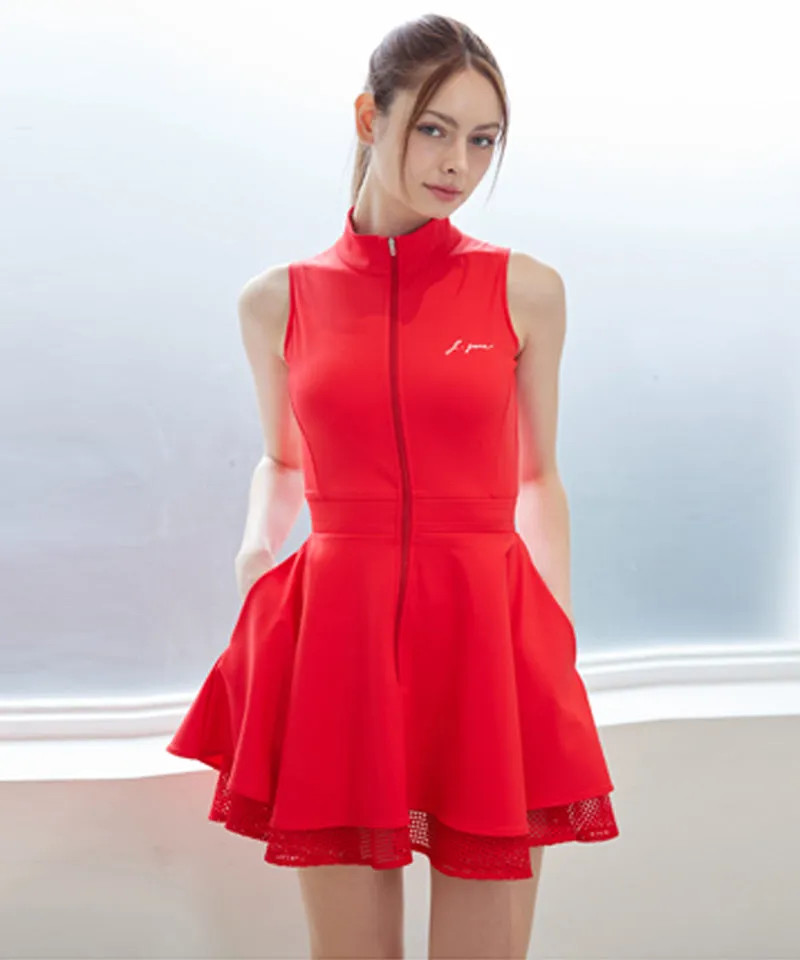 J.Jane Zipper Double Flared One - Piece - Red