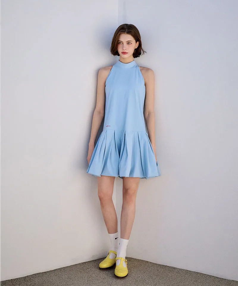 KANDINI Breezy Flare Halter Dress - Sky Blue