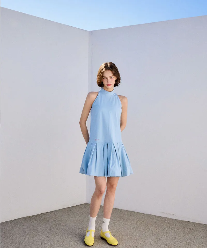 KANDINI Breezy Flare Halter Dress - Sky Blue