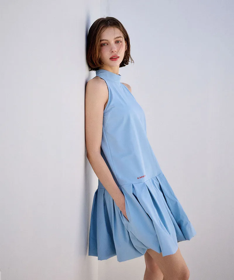 KANDINI Breezy Flare Halter Dress - Sky Blue
