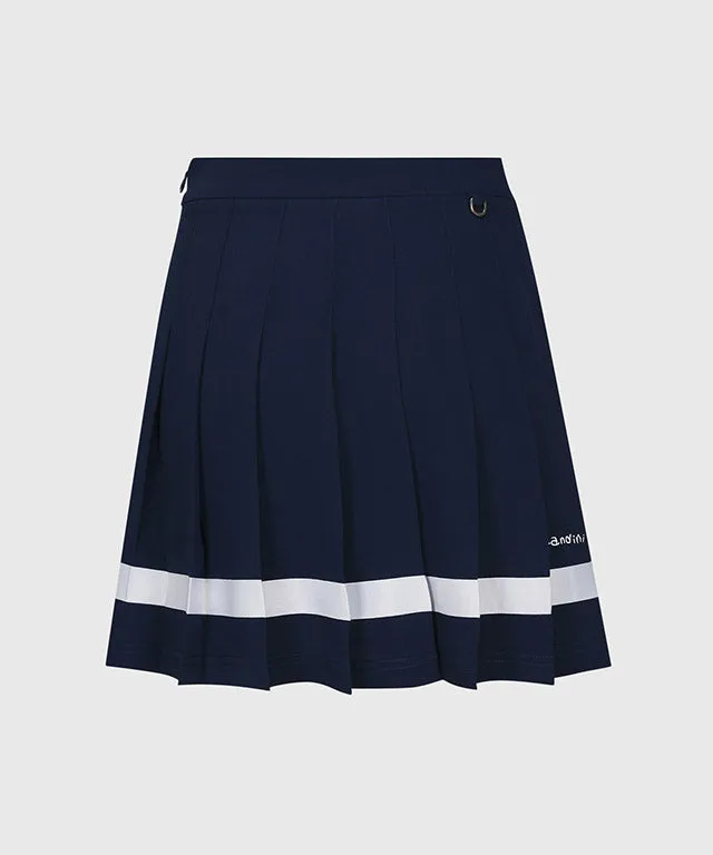 KANDINI Color line Pleats Skirt - Navy