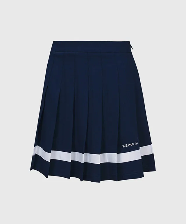 KANDINI Color line Pleats Skirt - Navy