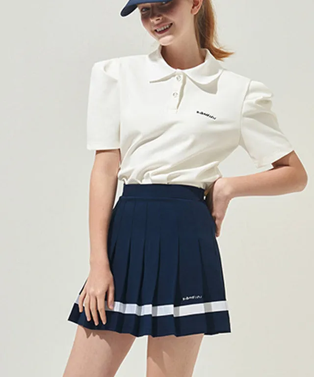 KANDINI Color line Pleats Skirt - Navy