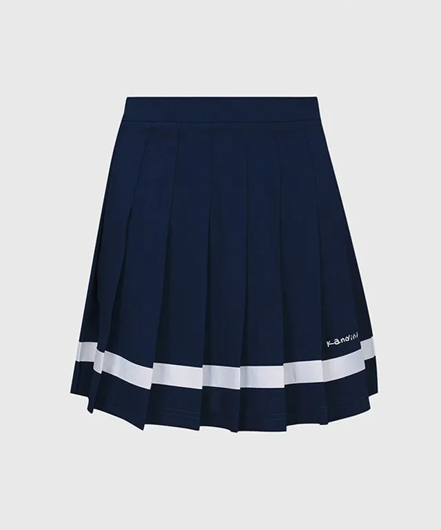 KANDINI Color line Pleats Skirt - Navy
