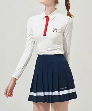 KANDINI Color line Pleats Skirt - Navy