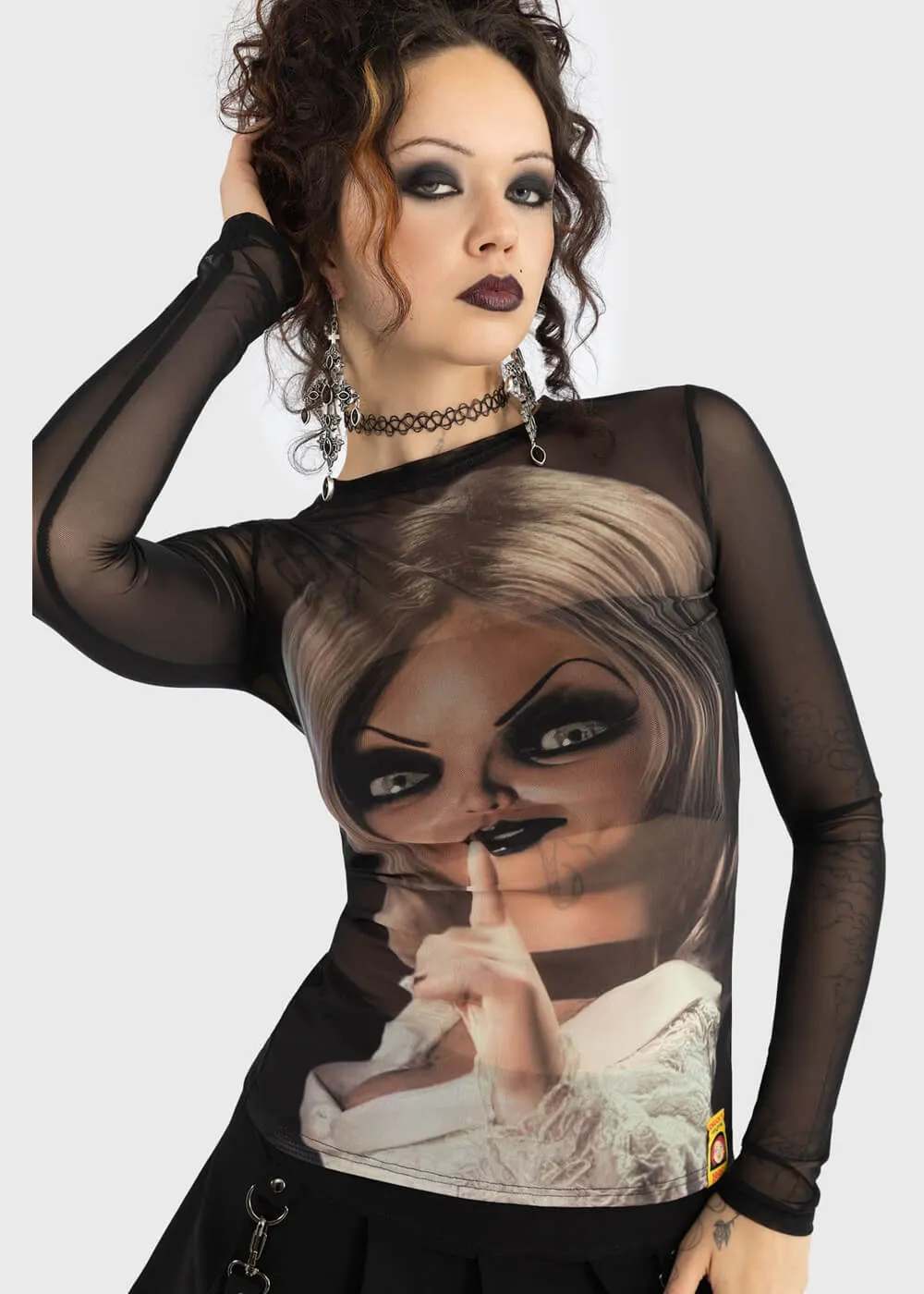 Killstar x Chucky You're A Doll Mesh Top Back
