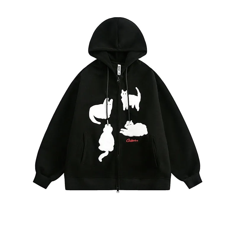 Kitten Zip-Up Hooded Sweatshirt