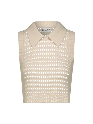 Knit Mesh Collared Tank