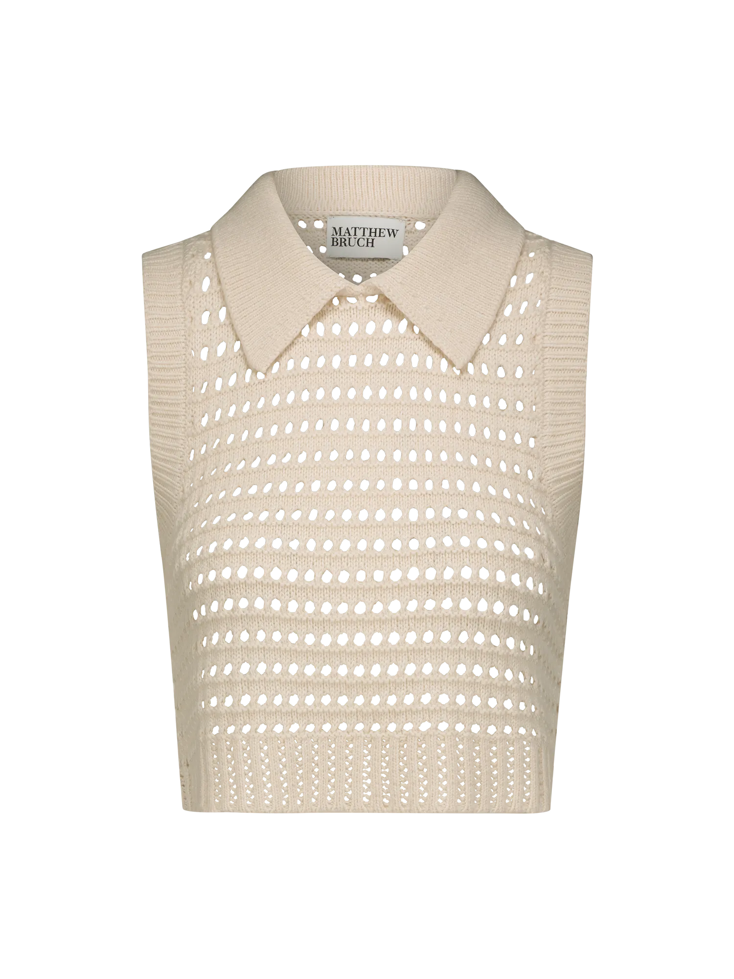 Knit Mesh Collared Tank