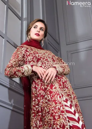 Latest Pakistani Wedding Frock Dress in Red Color #WN24