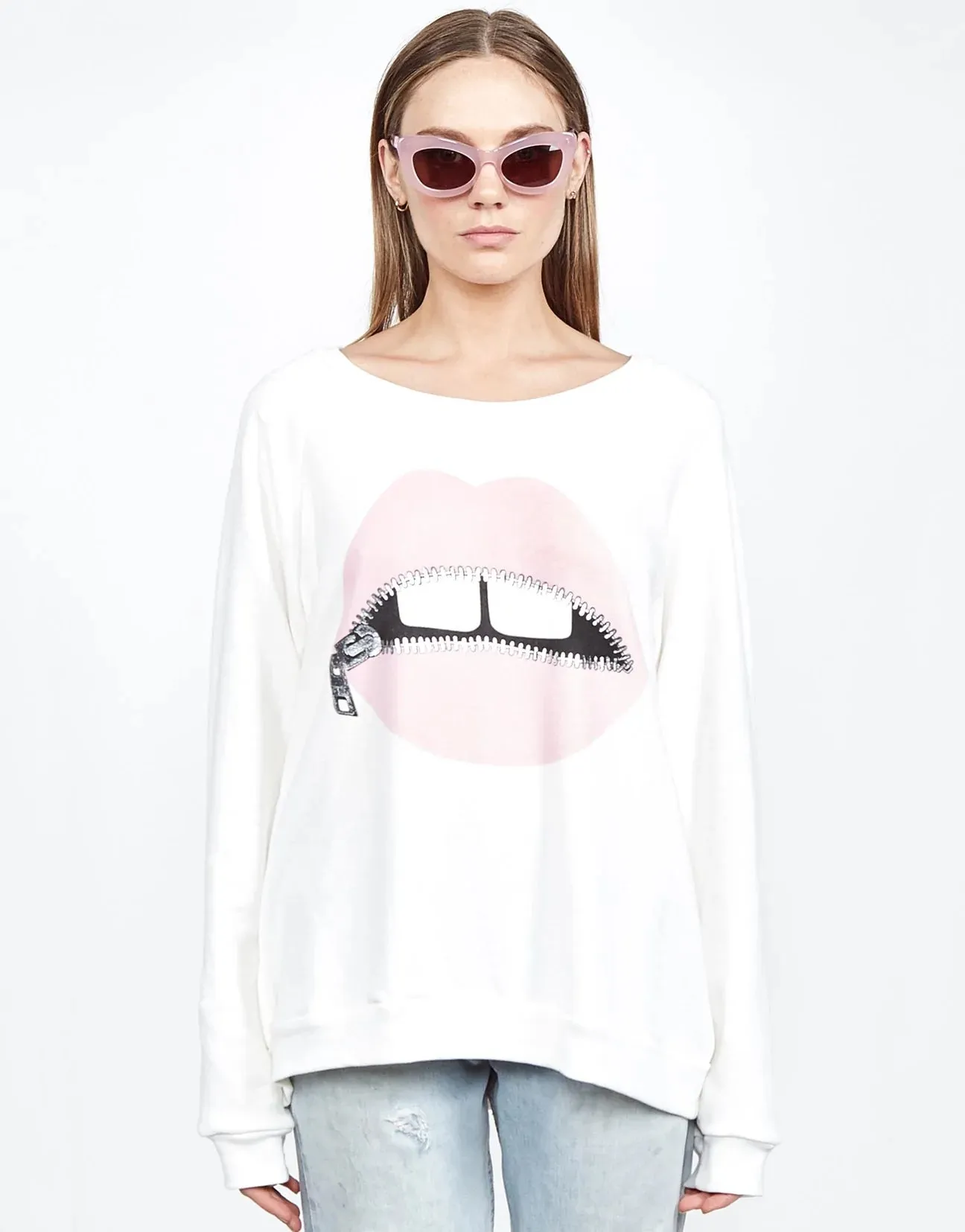 Lauren Moshi Noleta Zipper Mouth Sweatshirt