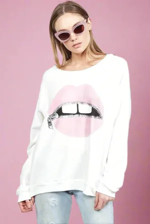 Lauren Moshi Noleta Zipper Mouth Sweatshirt