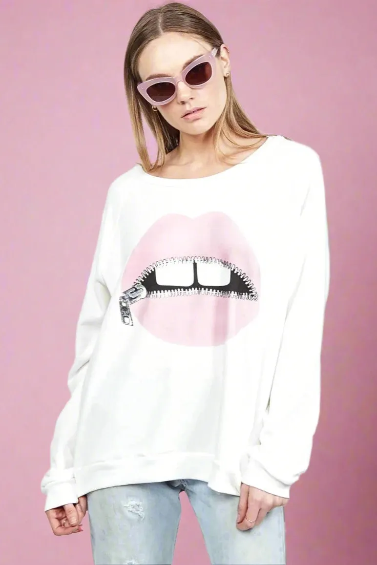 Lauren Moshi Noleta Zipper Mouth Sweatshirt