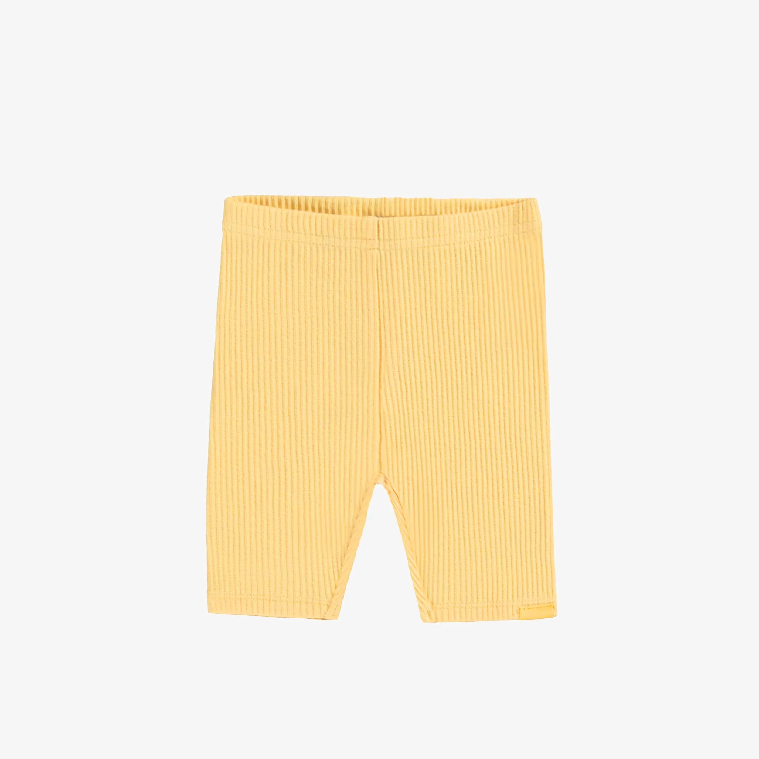 Legging 3/4 jaune en tricot côtelé, bébé ||Yellow ribbed knit 3/4 legging, baby