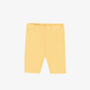 Legging 3/4 jaune en tricot côtelé, bébé ||Yellow ribbed knit 3/4 legging, baby