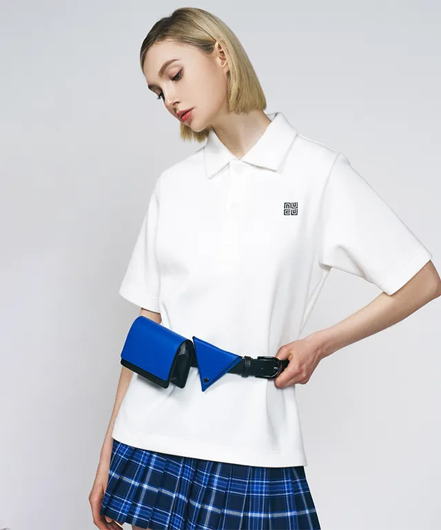 LENUCU Button Collar Big T-shirt - White