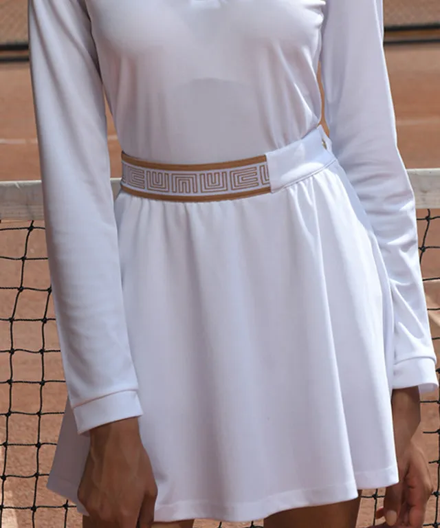 LENUCU Logo Banding Pique Skirt Long .ver - White