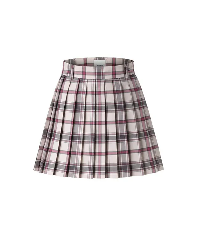 LENUCU Signature Tartan Check Skirt - Pink