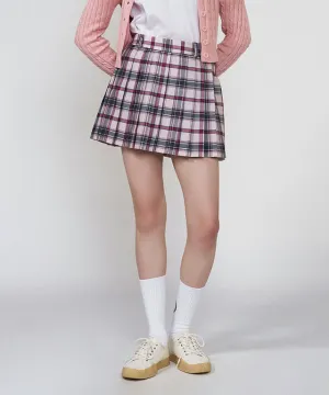 LENUCU Signature Tartan Check Skirt - Pink