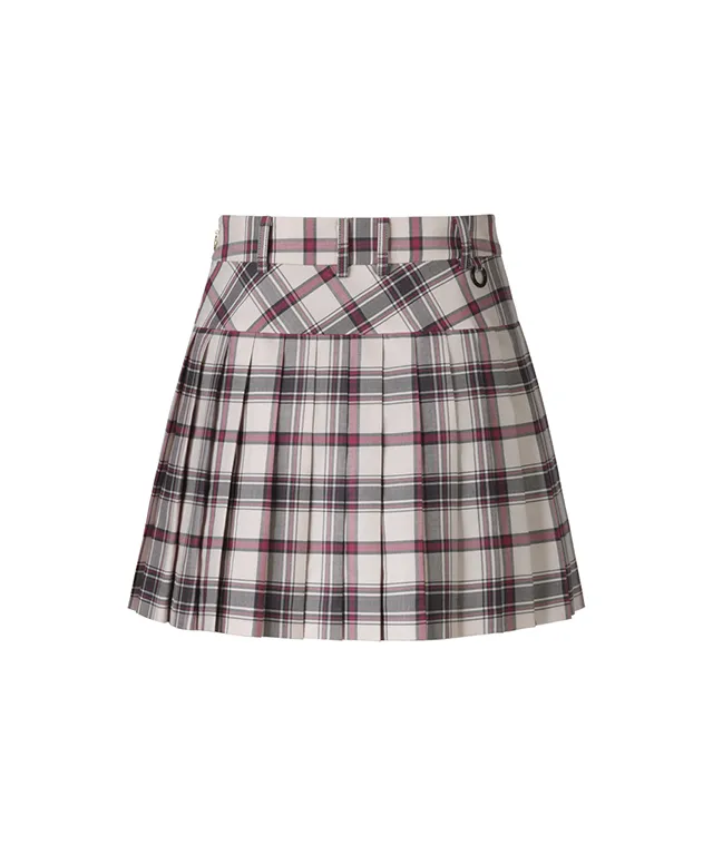 LENUCU Signature Tartan Check Skirt - Pink