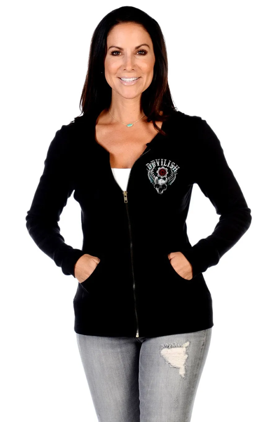 Liberty Wear Collection Tops: Zip Up Hoodie Devilish