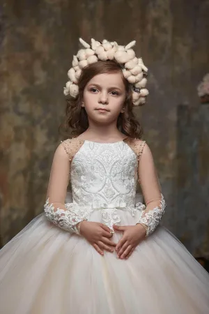 Little Girls Tulle Ball Gown with a Bow Detail
