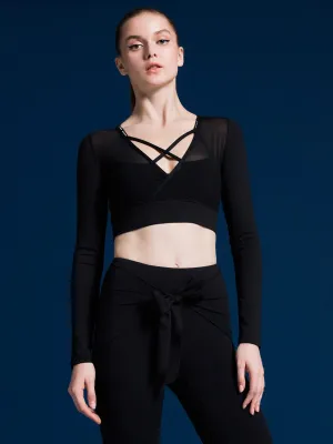 MESH & MATCH CROP TOP, BLACK MESH