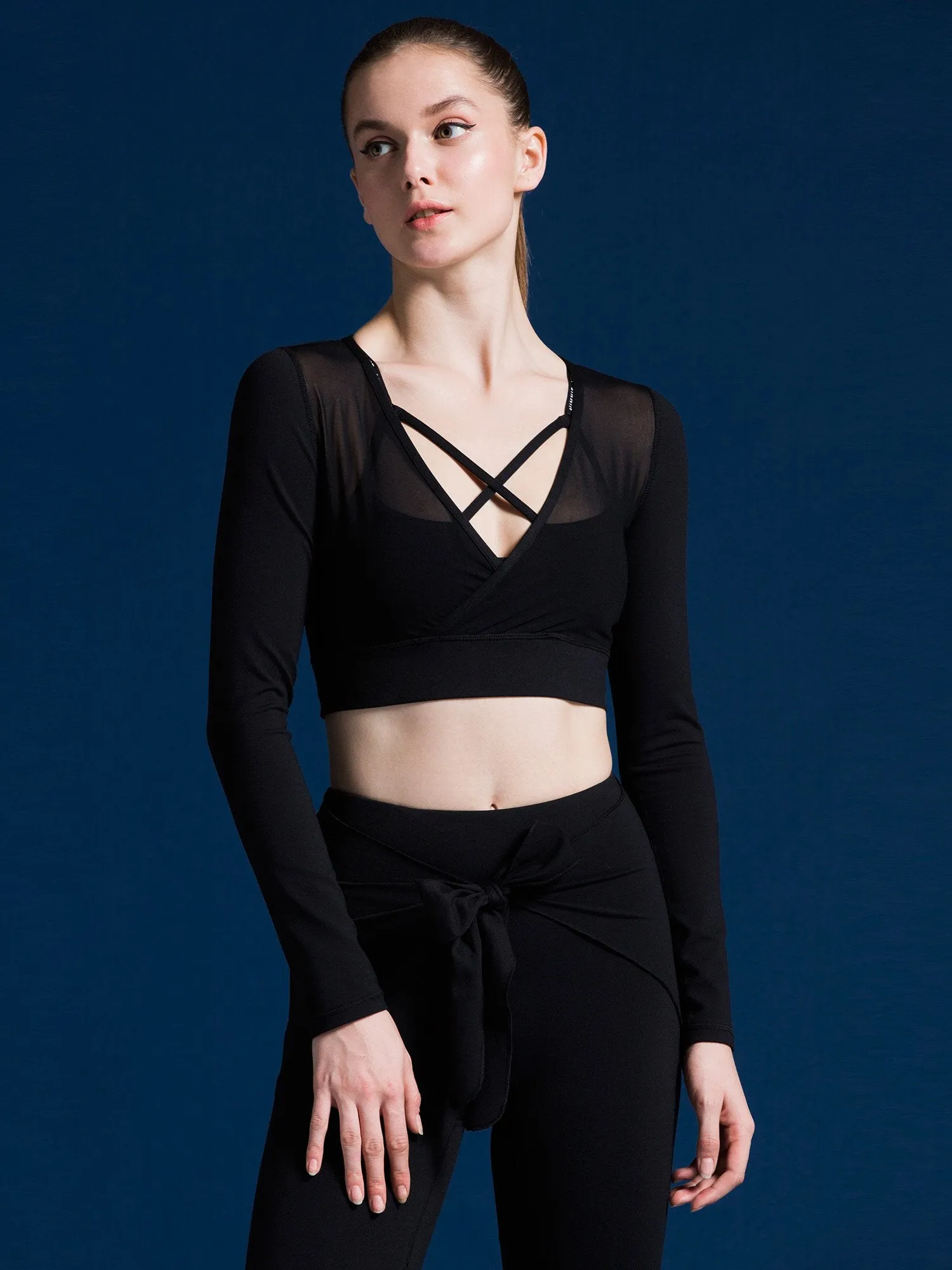 MESH & MATCH CROP TOP, BLACK MESH