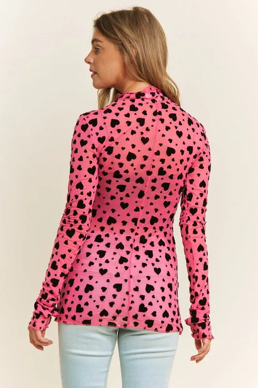 Mesh Heart Long Sleeve Top