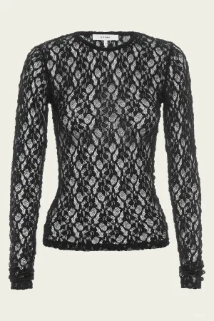 Mesh Lace Crewneck in Black
