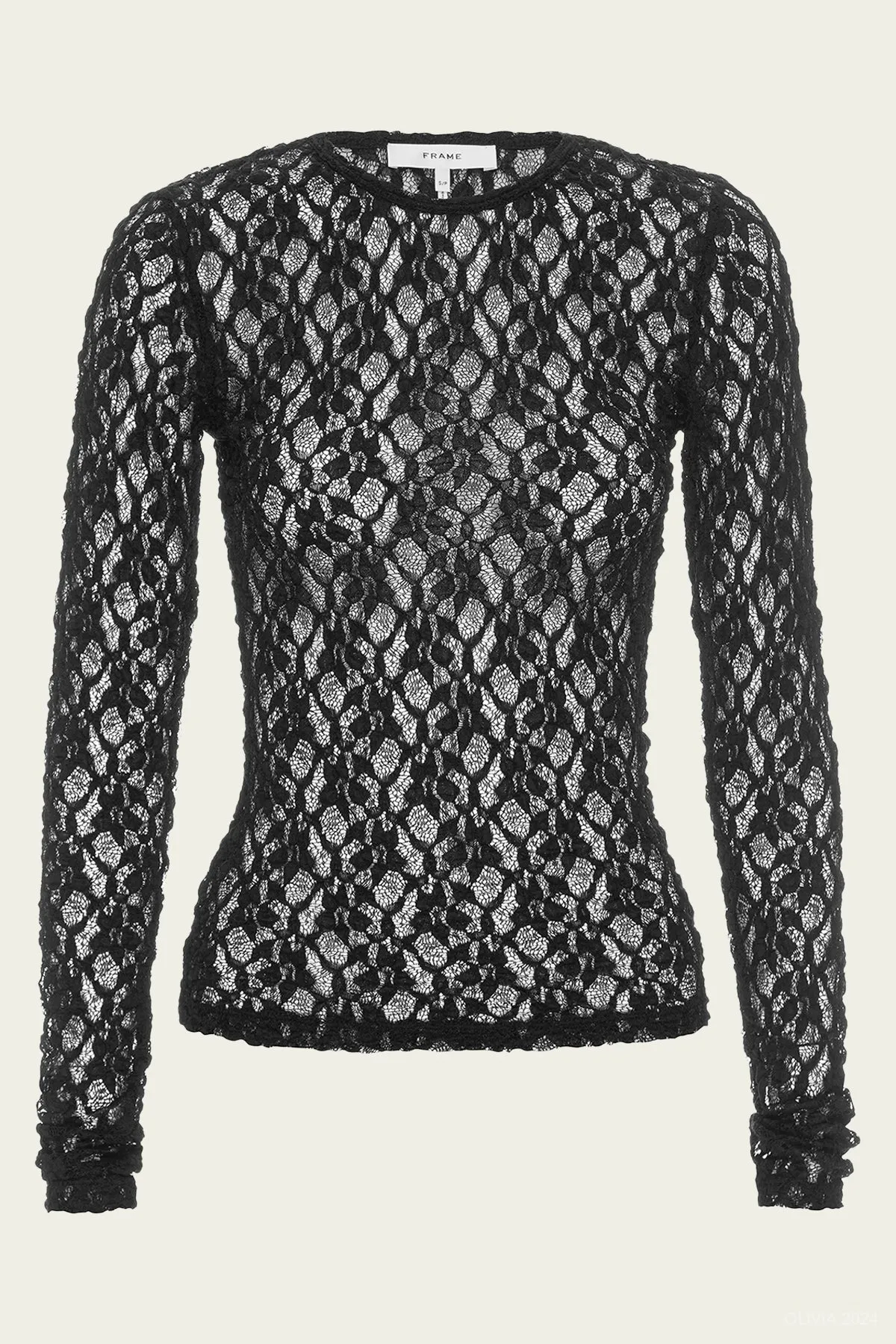 Mesh Lace Crewneck in Black