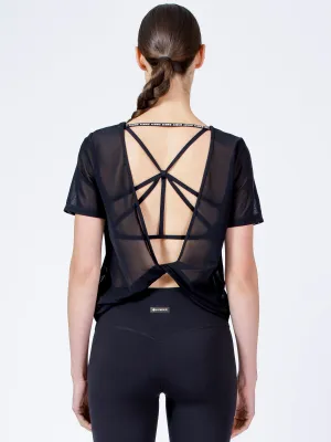 MESH TWIST TEE, BLACK MESH