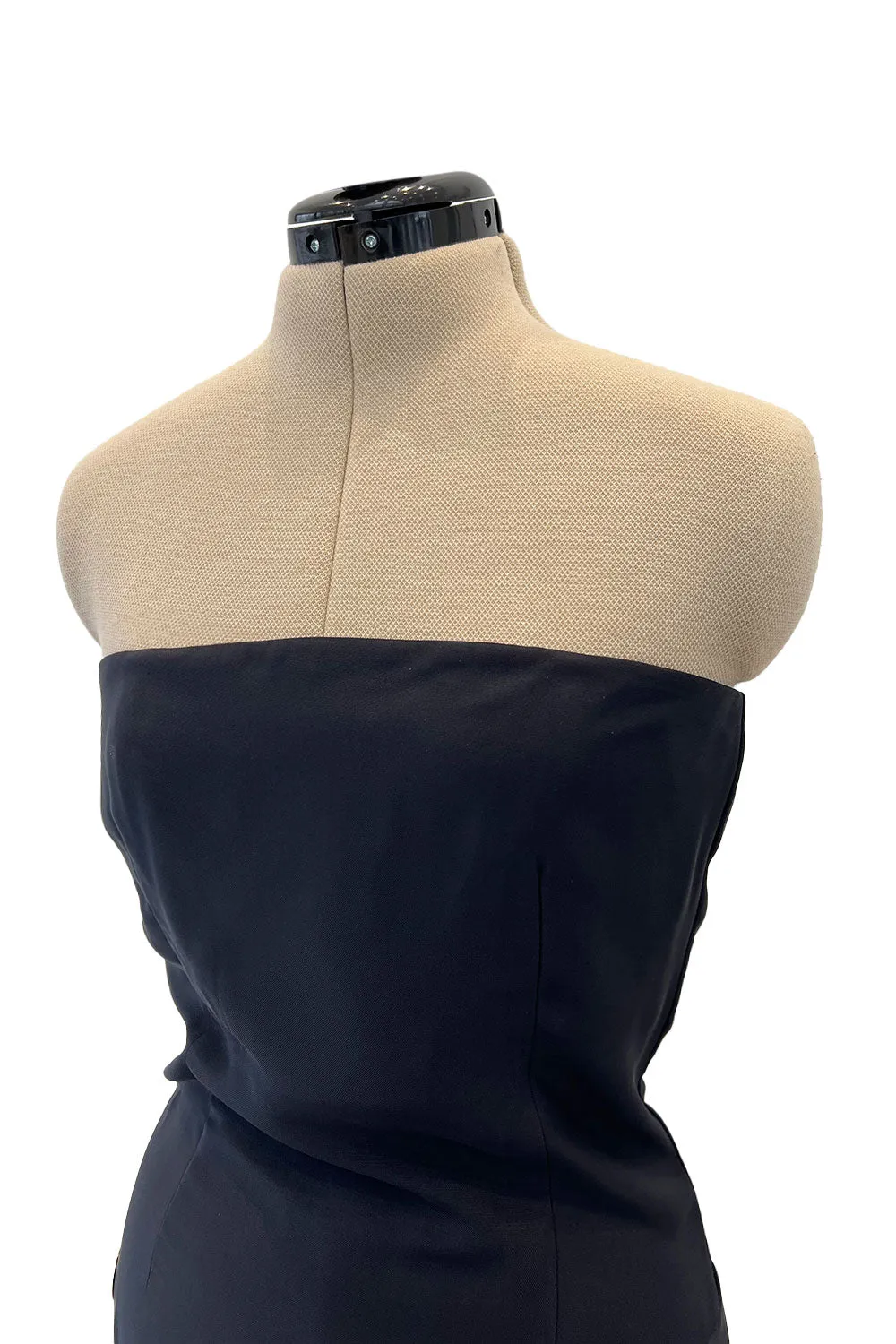 Micro Mini Spring 2014 Anthony Vaccarello Runway Strapless Mini Dress w Gold Dome Buttons