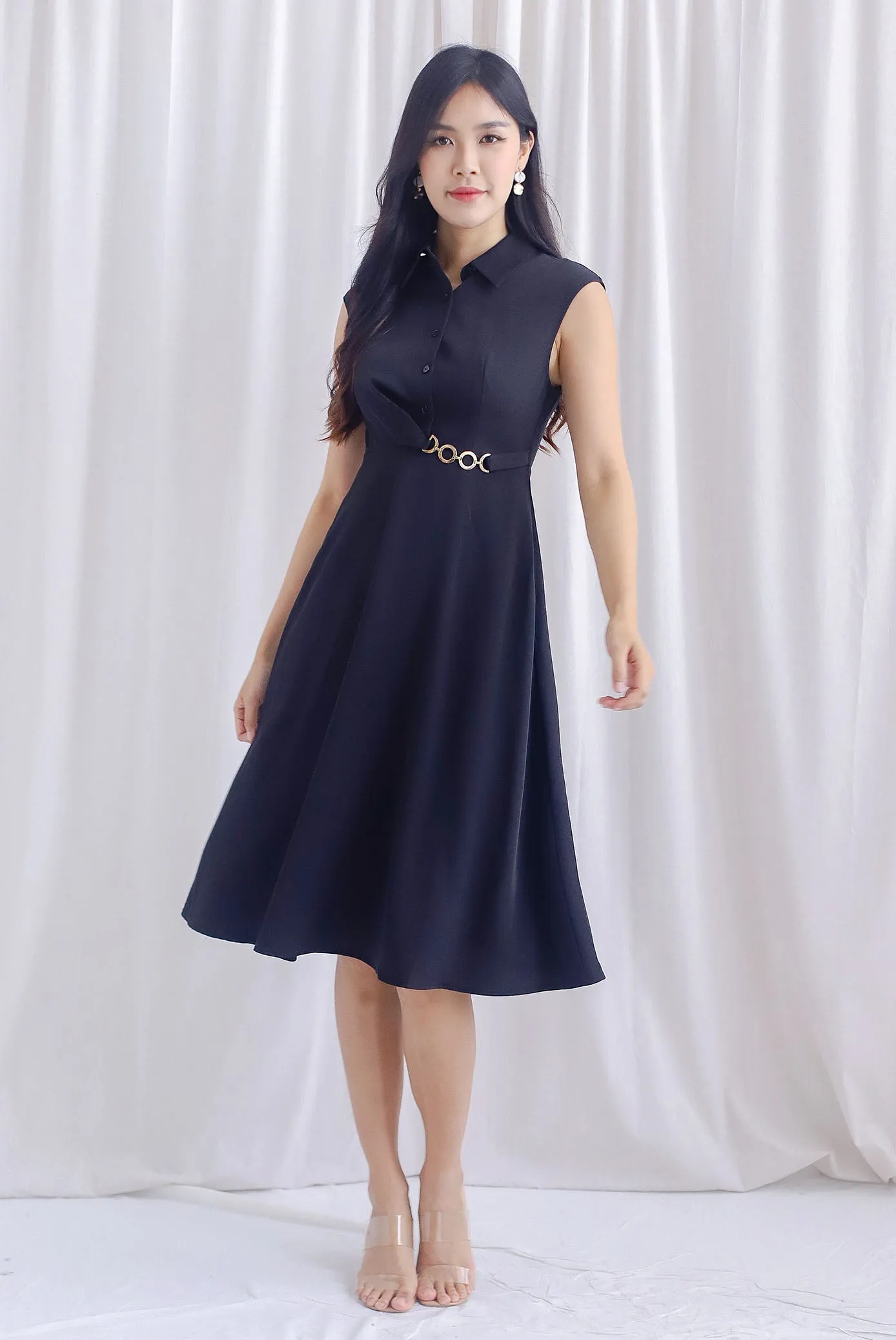 Mikayla Rings Chain Work Dress In Black