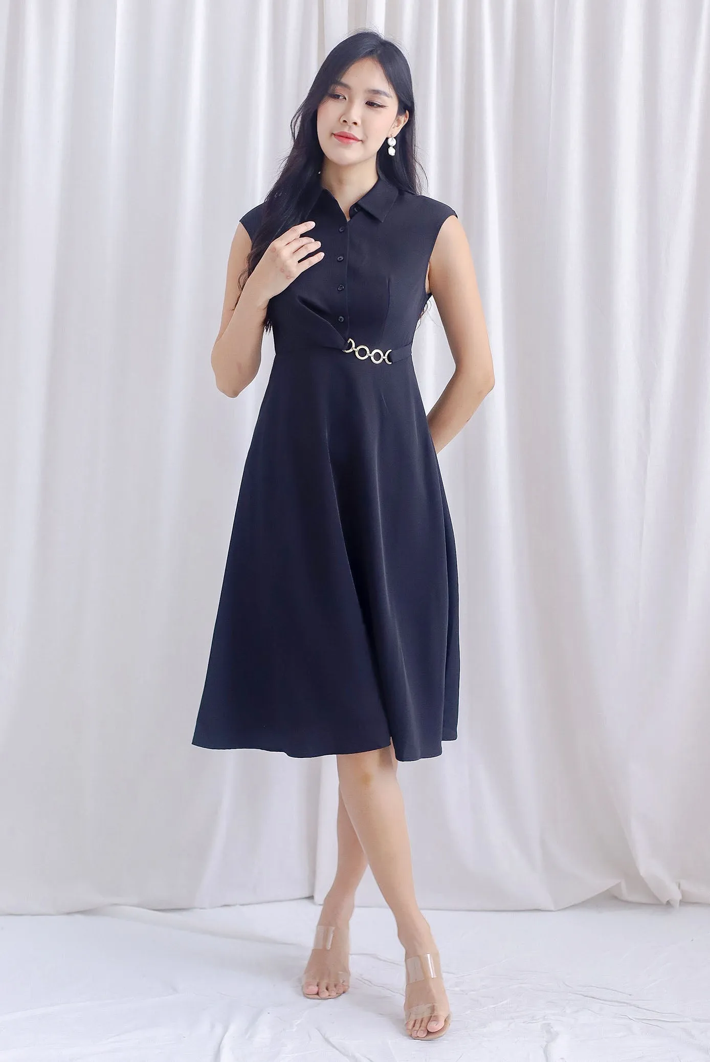 Mikayla Rings Chain Work Dress In Black