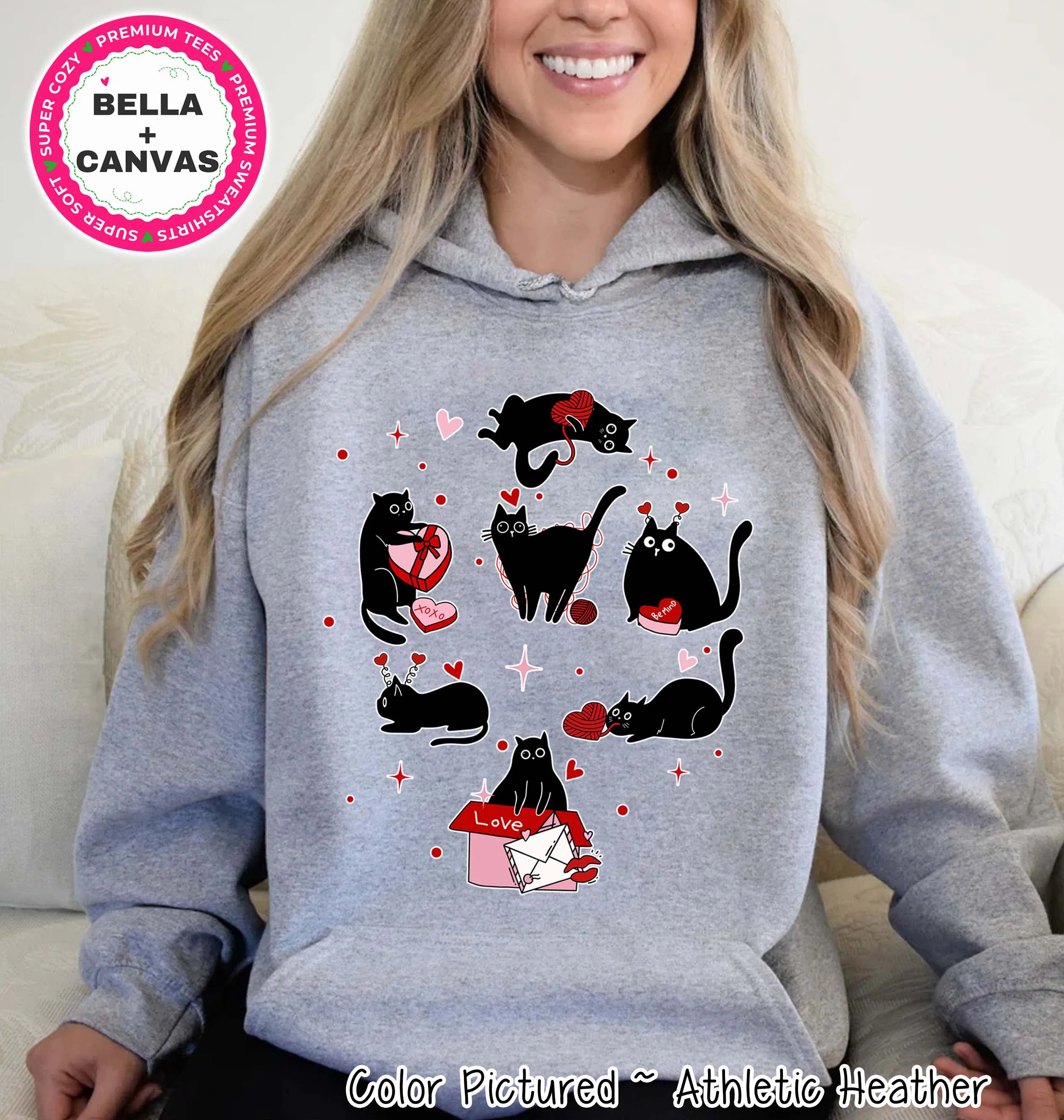Mischievous Black Cat Valentine Tee or Sweatshirt
