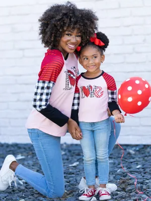 Mommy & Me Love Gingham Graphic Raglan Tee